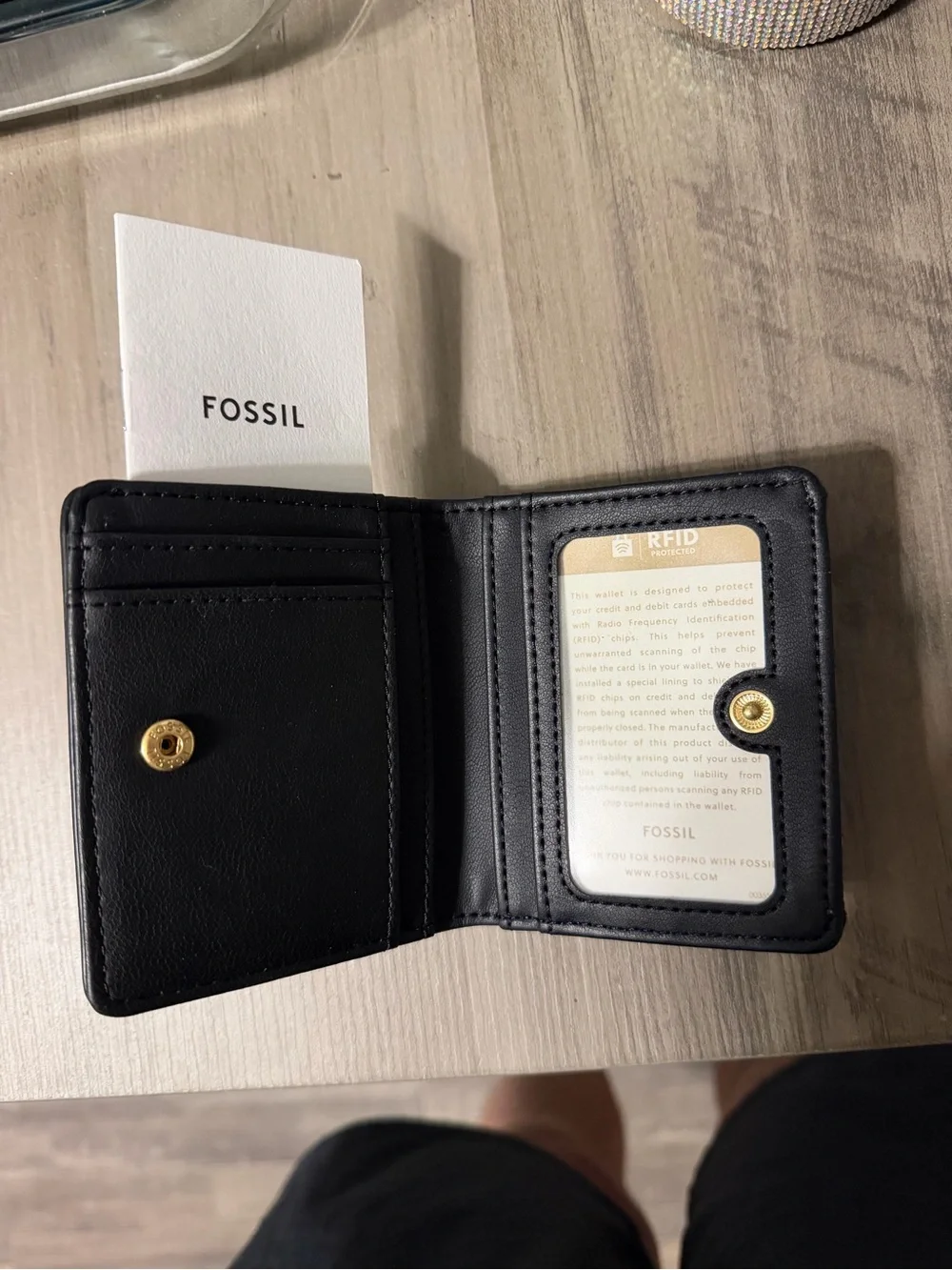 Fossil Black Pebbled Leather Card & Key Wallet